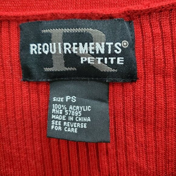 Requirements Petite Women's Red Ribbed Knit Shell‎ + LS Cardigan Set Size PS - Picture 5 of 9